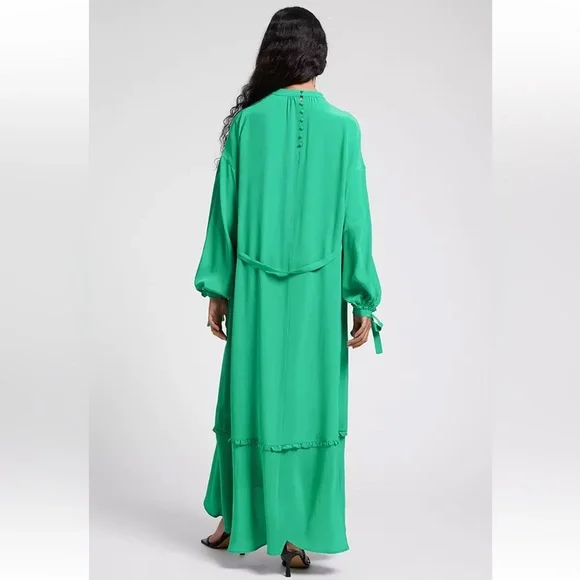 & Other Stories Fluid-Fit Wide Sleeve Organic Silk Maxi Dress - Picture 4 of 13